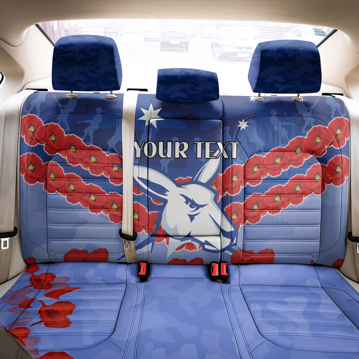 Custom Kangaroos Football Back Car Seat Cover ANZAC Lest We Forget