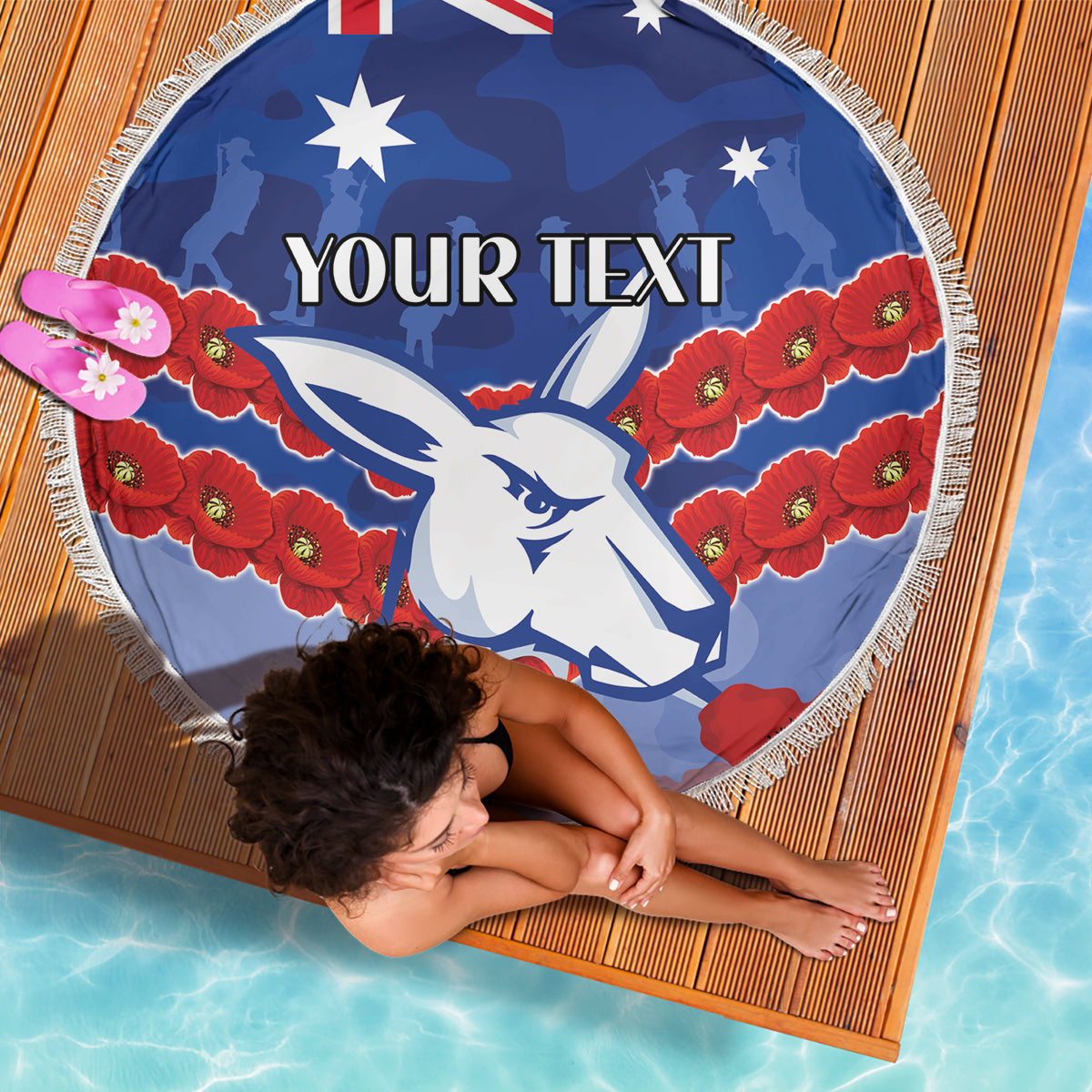 Custom Kangaroos Football Beach Blanket ANZAC Lest We Forget