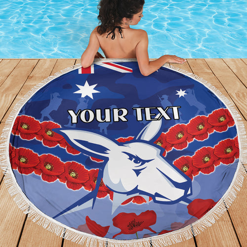 Custom Kangaroos Football Beach Blanket ANZAC Lest We Forget