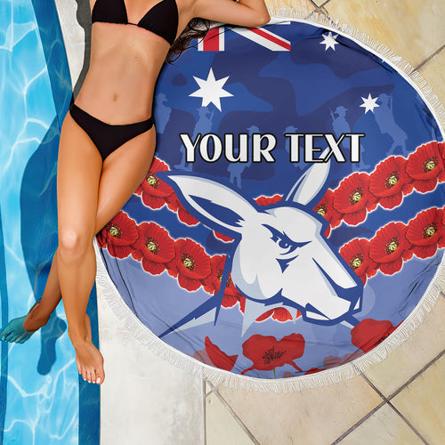 Custom Kangaroos Football Beach Blanket ANZAC Lest We Forget