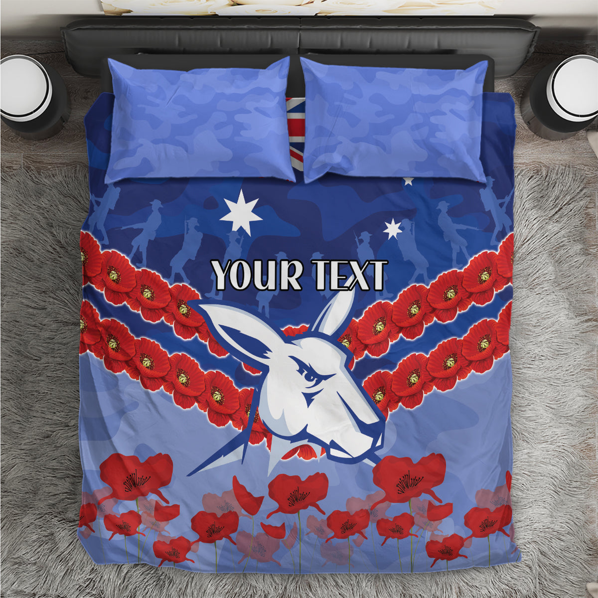 Custom Kangaroos Football Bedding Set ANZAC Lest We Forget