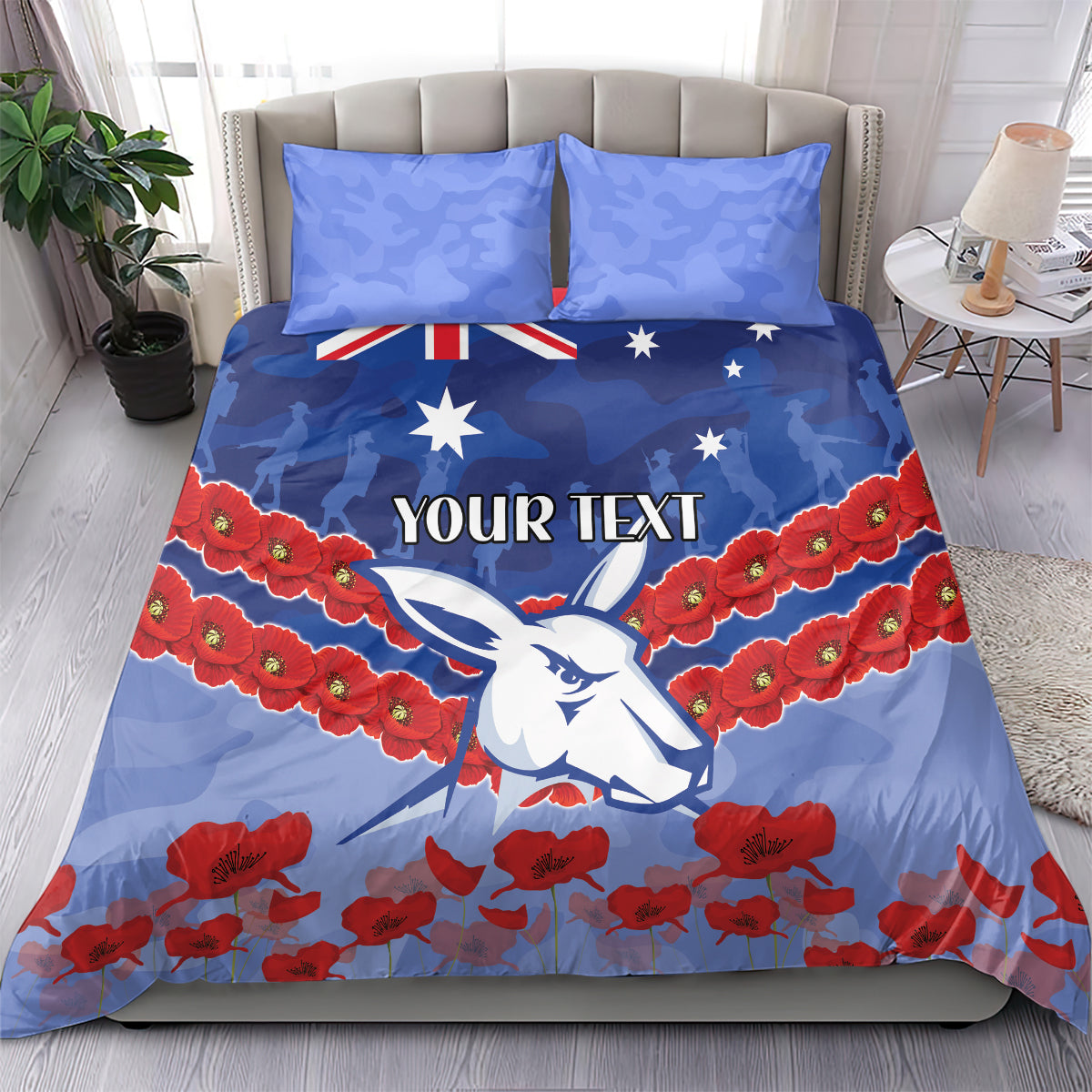 Custom Kangaroos Football Bedding Set ANZAC Lest We Forget