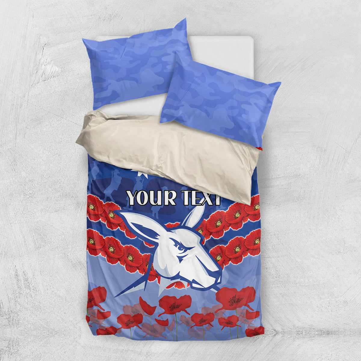 Custom Kangaroos Football Bedding Set ANZAC Lest We Forget