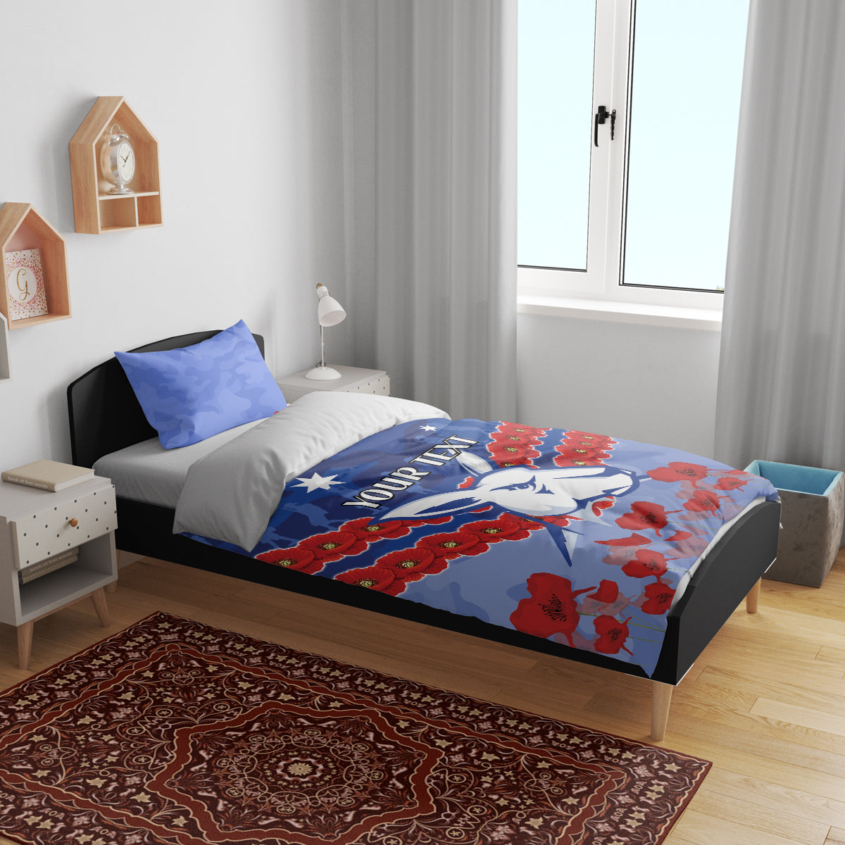 Custom Kangaroos Football Bedding Set ANZAC Lest We Forget