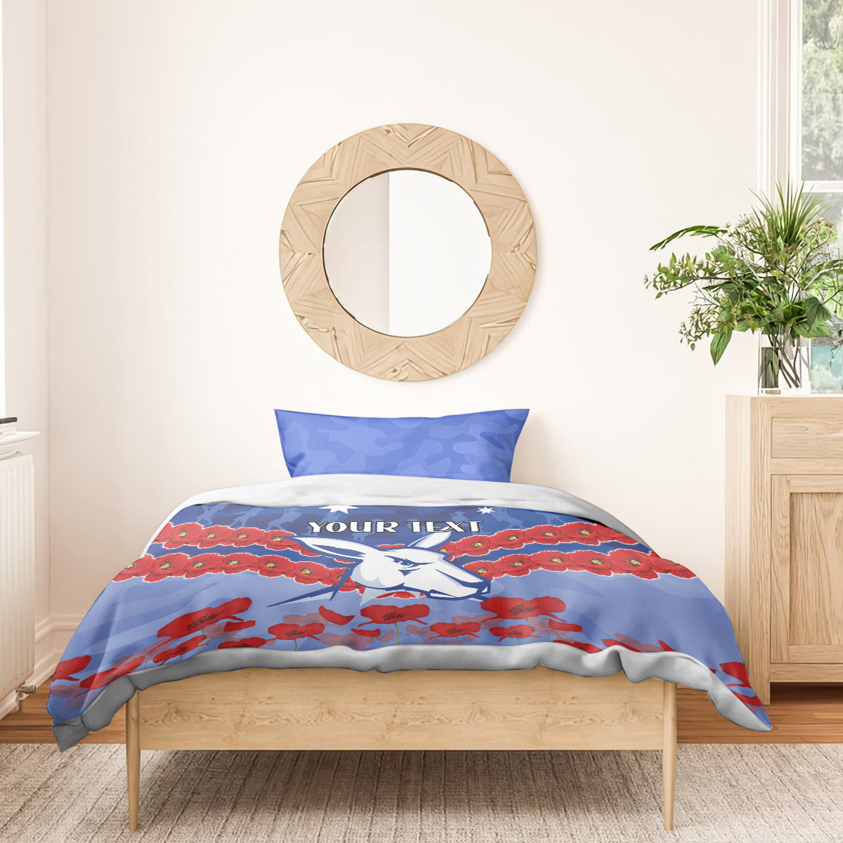 Custom Kangaroos Football Bedding Set ANZAC Lest We Forget