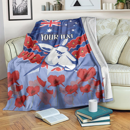 Custom Kangaroos Football Blanket ANZAC Lest We Forget