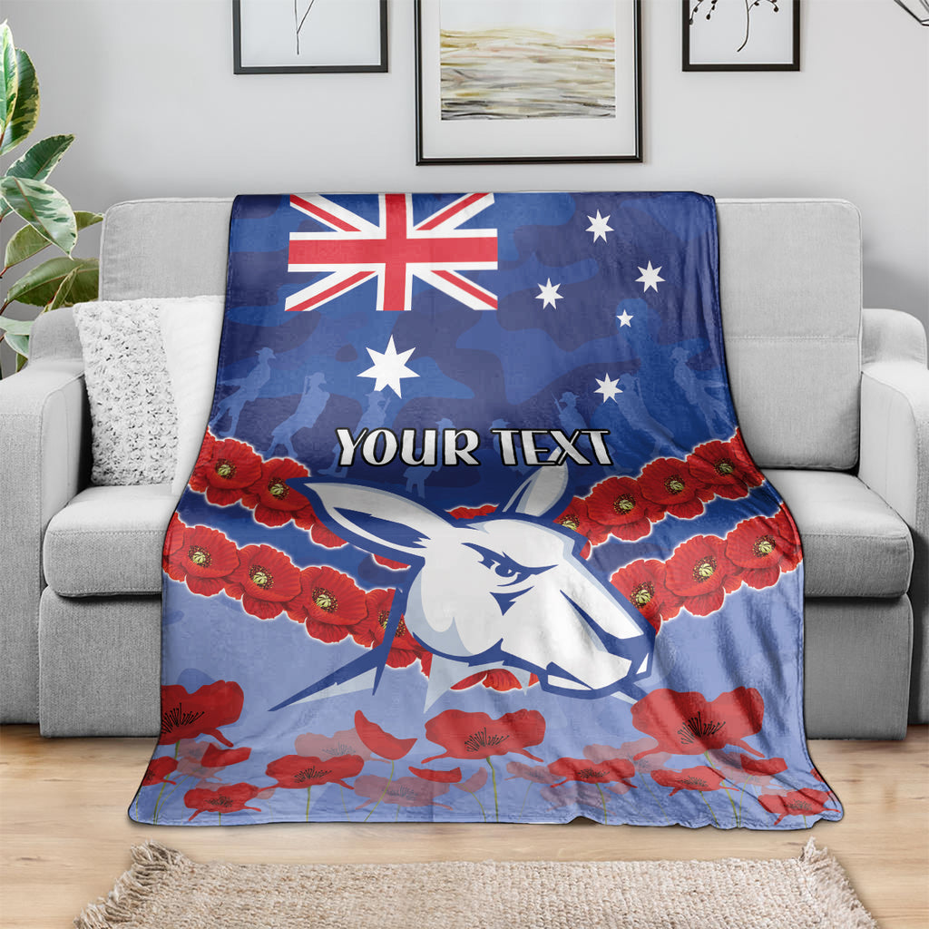 Custom Kangaroos Football Blanket ANZAC Lest We Forget