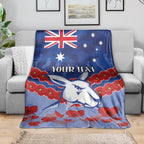 Custom Kangaroos Football Blanket ANZAC Lest We Forget