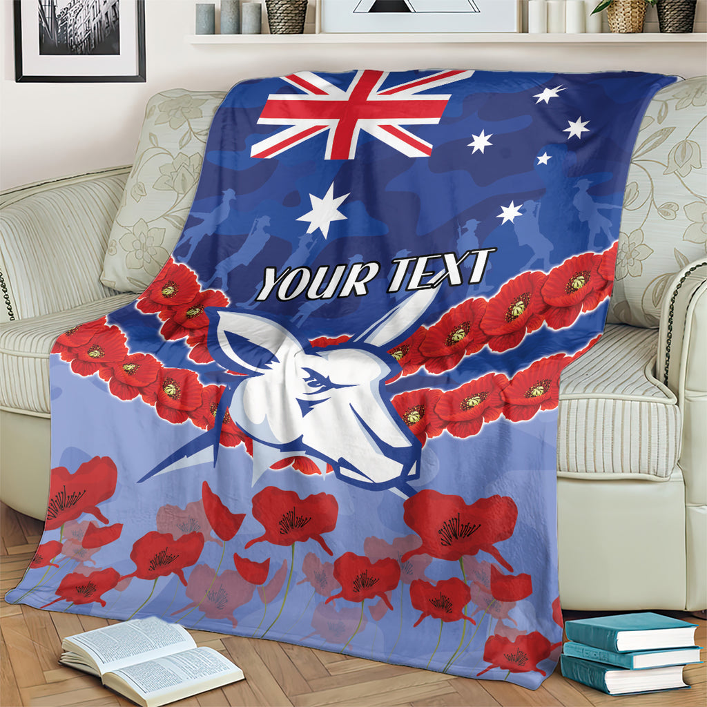 Custom Kangaroos Football Blanket ANZAC Lest We Forget