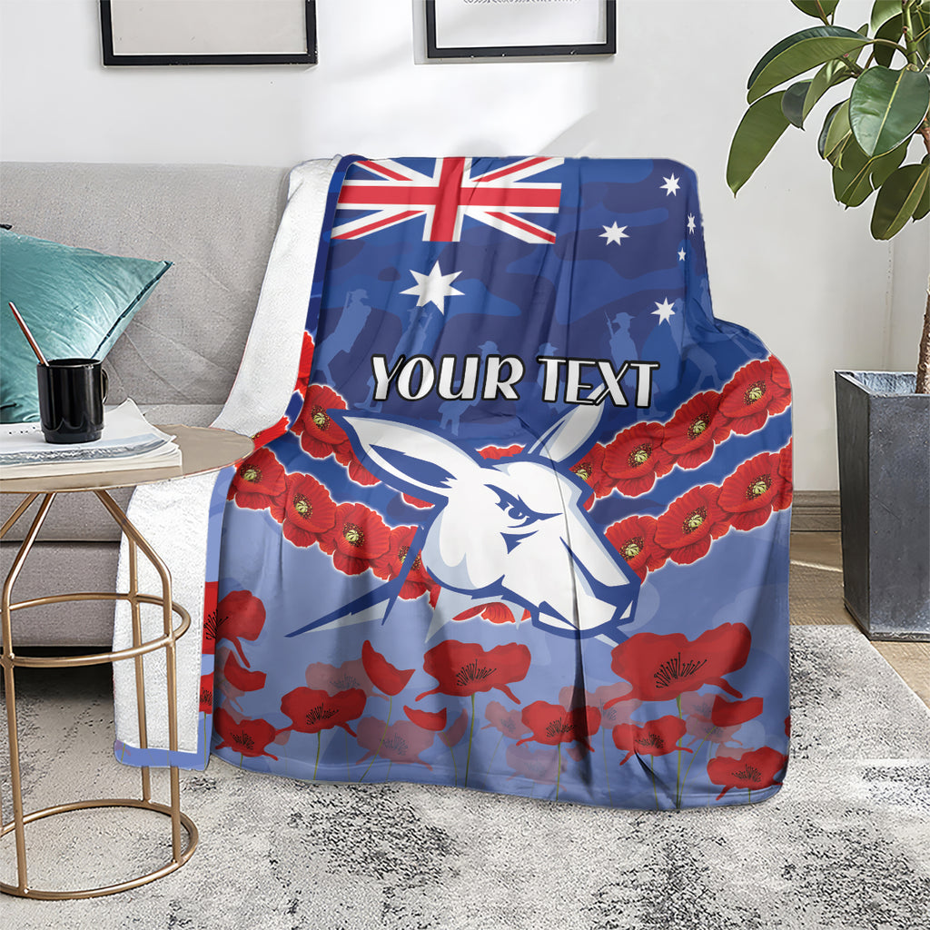 Custom Kangaroos Football Blanket ANZAC Lest We Forget