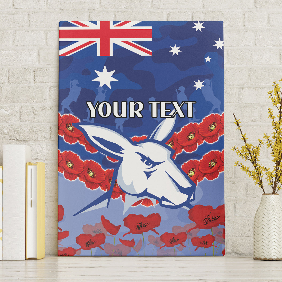Custom Kangaroos Football Canvas Wall Art ANZAC Lest We Forget