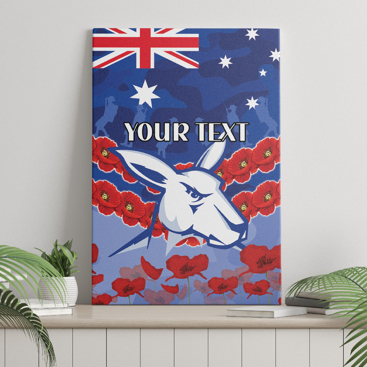 Custom Kangaroos Football Canvas Wall Art ANZAC Lest We Forget