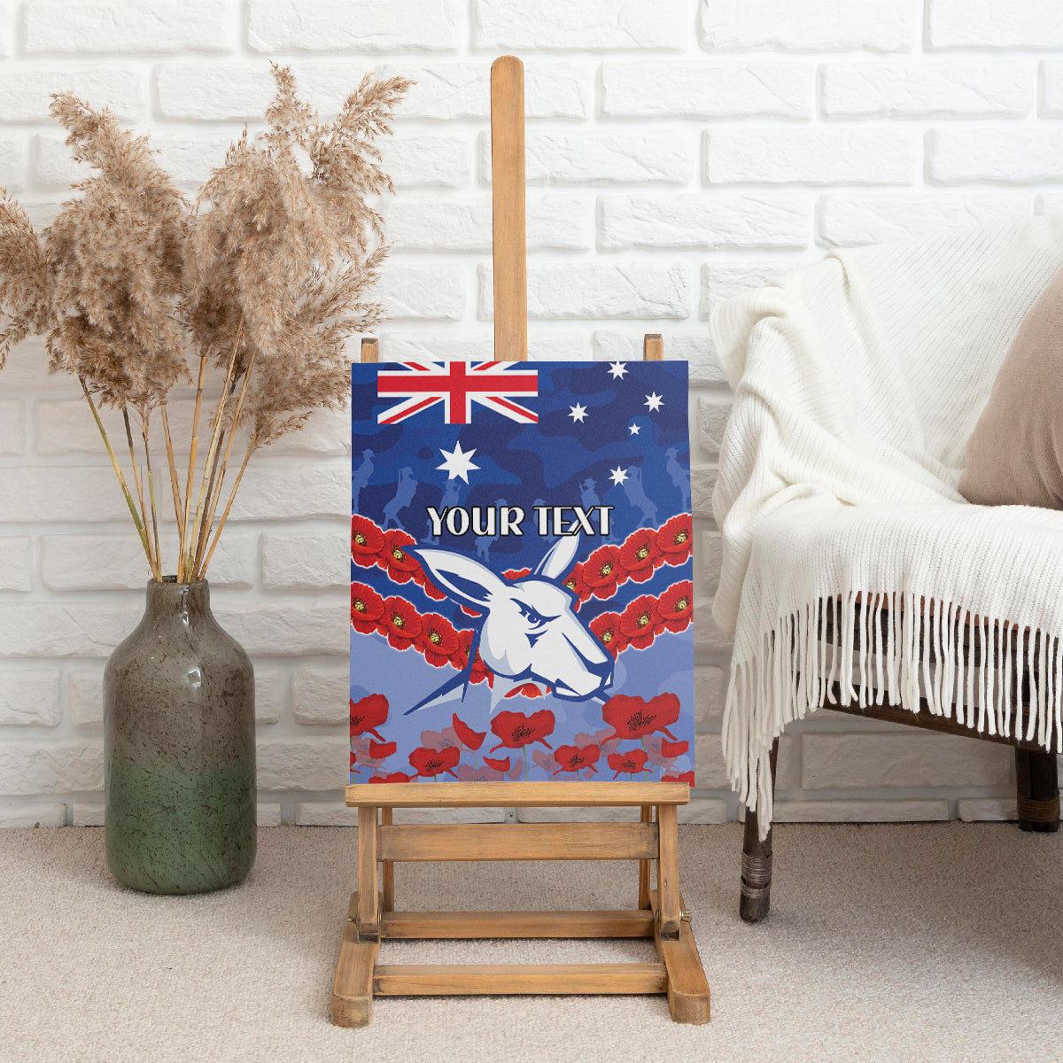 Custom Kangaroos Football Canvas Wall Art ANZAC Lest We Forget