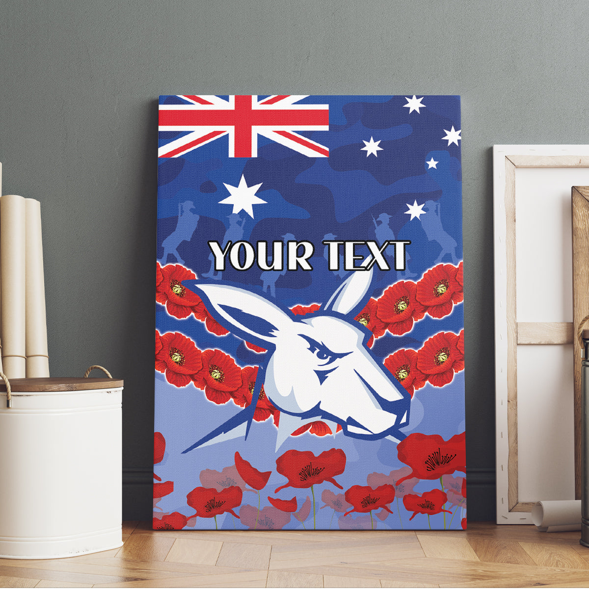 Custom Kangaroos Football Canvas Wall Art ANZAC Lest We Forget
