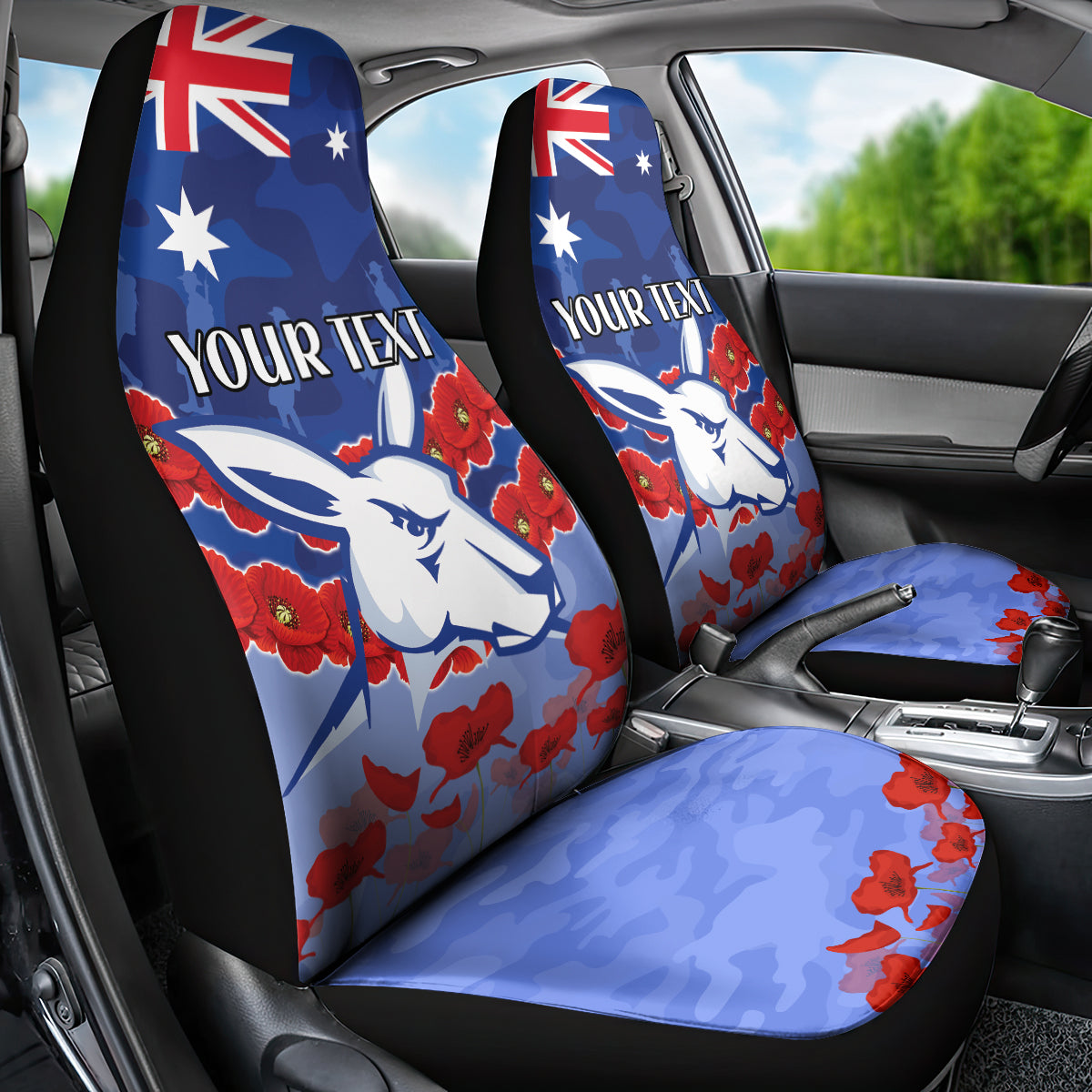 Custom Kangaroos Football Car Seat Cover ANZAC Lest We Forget
