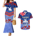 Custom Kangaroos Football Couples Matching Mermaid Dress and Hawaiian Shirt ANZAC Lest We Forget