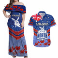 Custom Kangaroos Football Couples Matching Off Shoulder Maxi Dress and Hawaiian Shirt ANZAC Lest We Forget