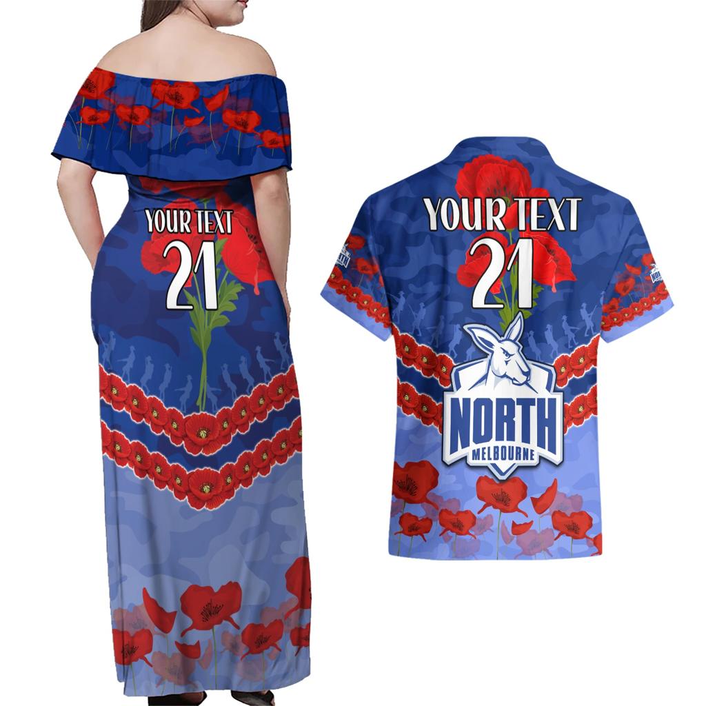 Custom Kangaroos Football Couples Matching Off Shoulder Maxi Dress and Hawaiian Shirt ANZAC Lest We Forget