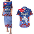 Custom Kangaroos Football Couples Matching Puletasi and Hawaiian Shirt ANZAC Lest We Forget