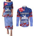 Custom Kangaroos Football Couples Matching Puletasi and Long Sleeve Button Shirt ANZAC Lest We Forget