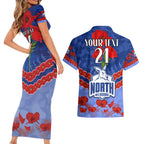 Custom Kangaroos Football Couples Matching Short Sleeve Bodycon Dress and Hawaiian Shirt ANZAC Lest We Forget