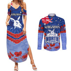 Custom Kangaroos Football Couples Matching Summer Maxi Dress and Long Sleeve Button Shirt ANZAC Lest We Forget