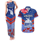 Custom Kangaroos Football Couples Matching Tank Maxi Dress and Hawaiian Shirt ANZAC Lest We Forget