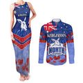 Custom Kangaroos Football Couples Matching Tank Maxi Dress and Long Sleeve Button Shirt ANZAC Lest We Forget