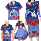 Custom Kangaroos Football Family Matching Long Sleeve Bodycon Dress and Hawaiian Shirt ANZAC Lest We Forget