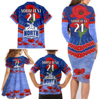 Custom Kangaroos Football Family Matching Long Sleeve Bodycon Dress and Hawaiian Shirt ANZAC Lest We Forget