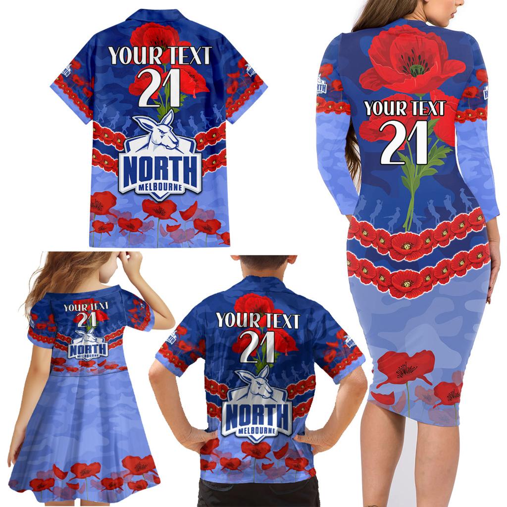 Custom Kangaroos Football Family Matching Long Sleeve Bodycon Dress and Hawaiian Shirt ANZAC Lest We Forget