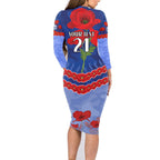 Custom Kangaroos Football Family Matching Long Sleeve Bodycon Dress and Hawaiian Shirt ANZAC Lest We Forget