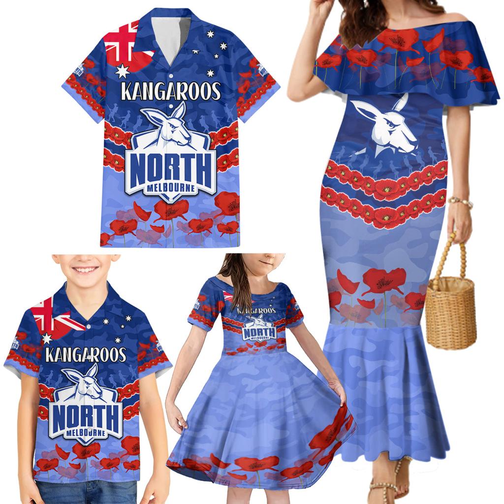 Custom Kangaroos Football Family Matching Mermaid Dress and Hawaiian Shirt ANZAC Lest We Forget