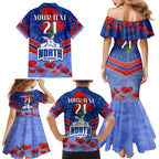 Custom Kangaroos Football Family Matching Mermaid Dress and Hawaiian Shirt ANZAC Lest We Forget