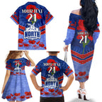 Custom Kangaroos Football Family Matching Off The Shoulder Long Sleeve Dress and Hawaiian Shirt ANZAC Lest We Forget