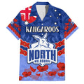 Custom Kangaroos Football Family Matching Off The Shoulder Long Sleeve Dress and Hawaiian Shirt ANZAC Lest We Forget