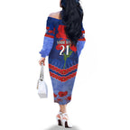 Custom Kangaroos Football Family Matching Off The Shoulder Long Sleeve Dress and Hawaiian Shirt ANZAC Lest We Forget