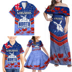Custom Kangaroos Football Family Matching Off Shoulder Maxi Dress and Hawaiian Shirt ANZAC Lest We Forget
