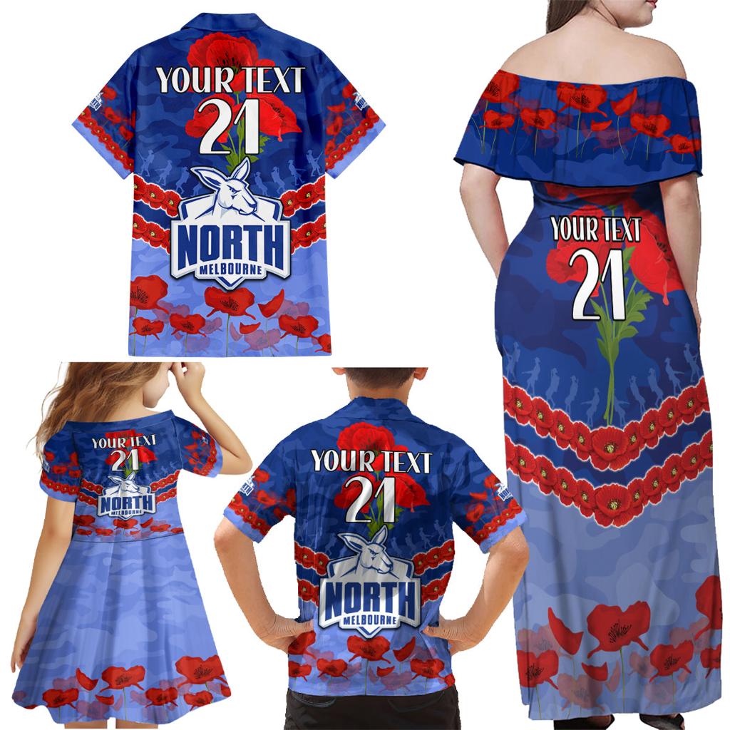Custom Kangaroos Football Family Matching Off Shoulder Maxi Dress and Hawaiian Shirt ANZAC Lest We Forget