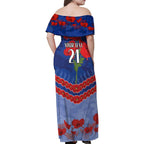 Custom Kangaroos Football Family Matching Off Shoulder Maxi Dress and Hawaiian Shirt ANZAC Lest We Forget