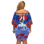 Custom Kangaroos Football Family Matching Off Shoulder Short Dress and Hawaiian Shirt ANZAC Lest We Forget