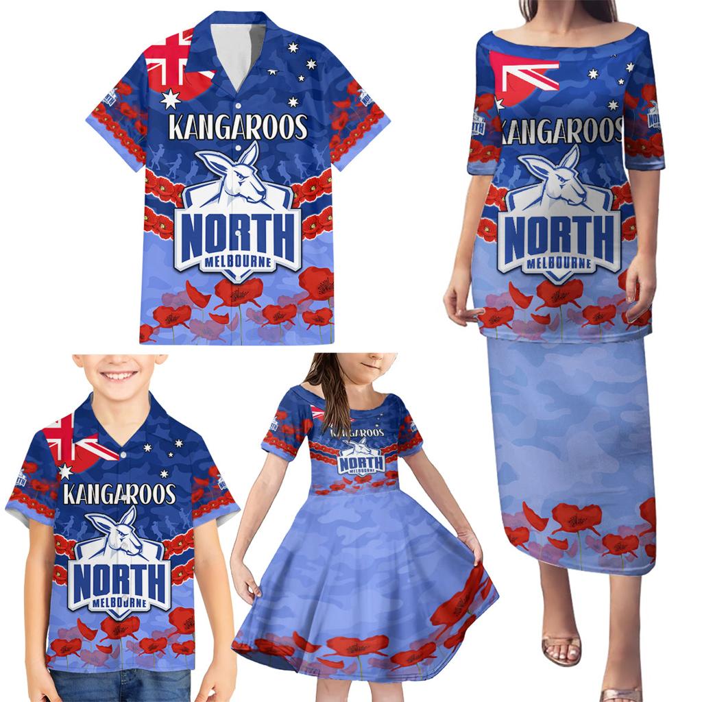 Custom Kangaroos Football Family Matching Puletasi and Hawaiian Shirt ANZAC Lest We Forget