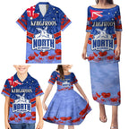 Custom Kangaroos Football Family Matching Puletasi and Hawaiian Shirt ANZAC Lest We Forget
