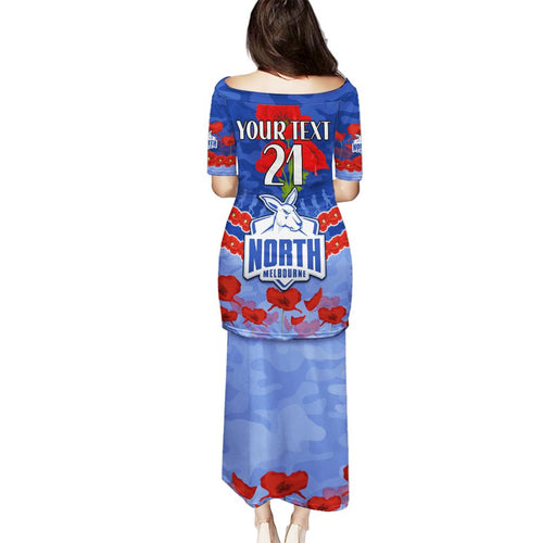 Custom Kangaroos Football Family Matching Puletasi and Hawaiian Shirt ANZAC Lest We Forget