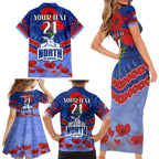Custom Kangaroos Football Family Matching Short Sleeve Bodycon Dress and Hawaiian Shirt ANZAC Lest We Forget