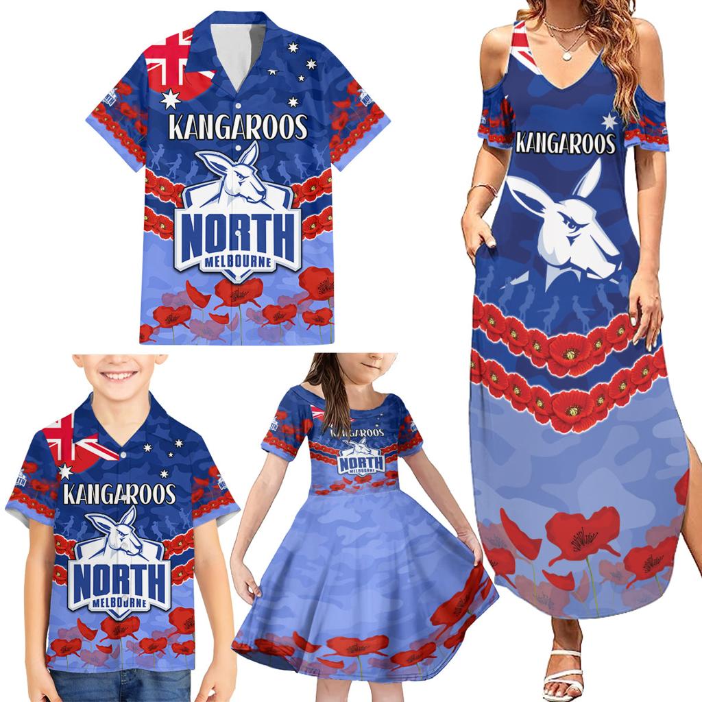 Custom Kangaroos Football Family Matching Summer Maxi Dress and Hawaiian Shirt ANZAC Lest We Forget