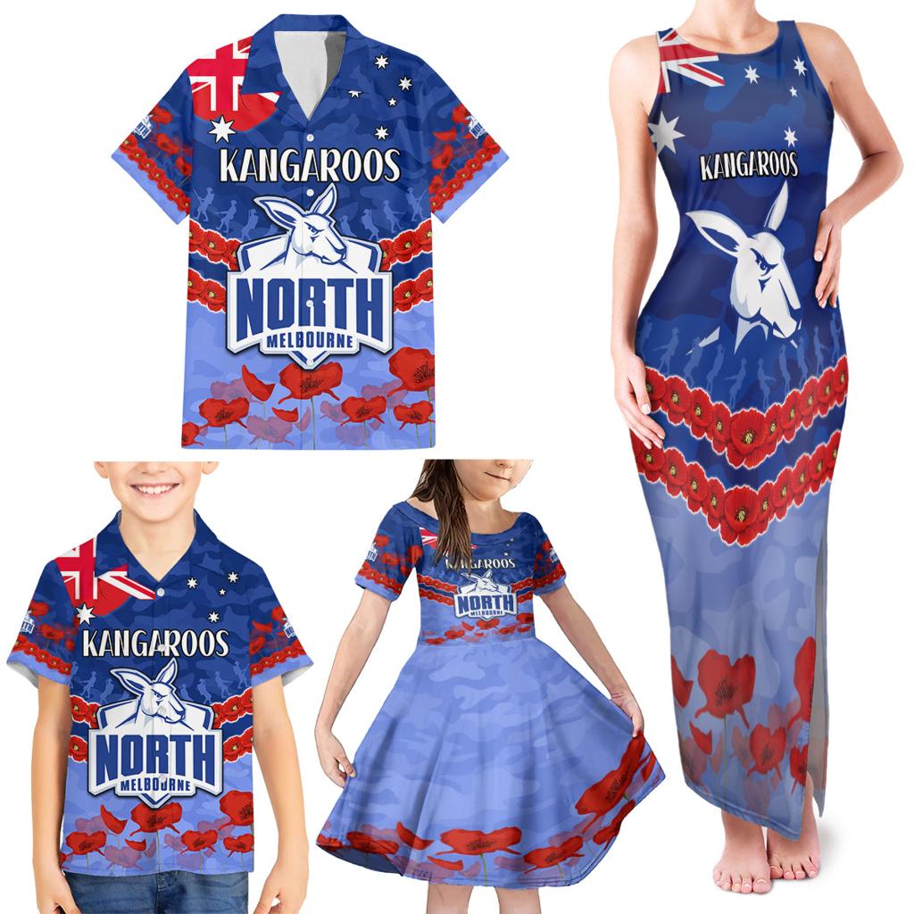 Custom Kangaroos Football Family Matching Tank Maxi Dress and Hawaiian Shirt ANZAC Lest We Forget