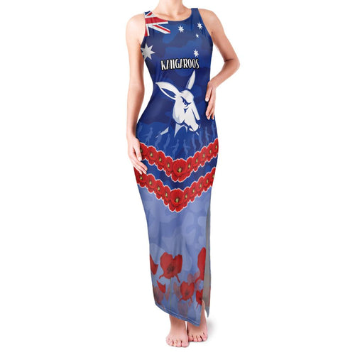 Custom Kangaroos Football Family Matching Tank Maxi Dress and Hawaiian Shirt ANZAC Lest We Forget