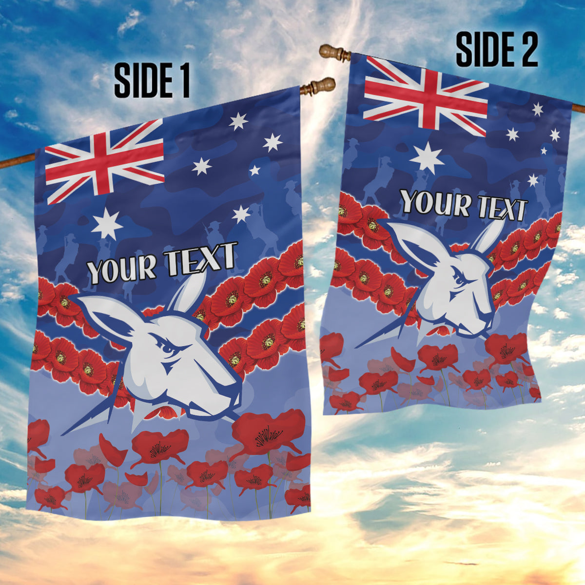 Custom Kangaroos Football Garden Flag ANZAC Lest We Forget