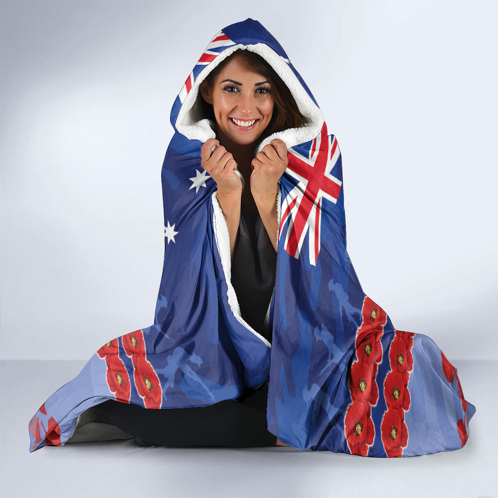 Custom Kangaroos Football Hooded Blanket ANZAC Lest We Forget